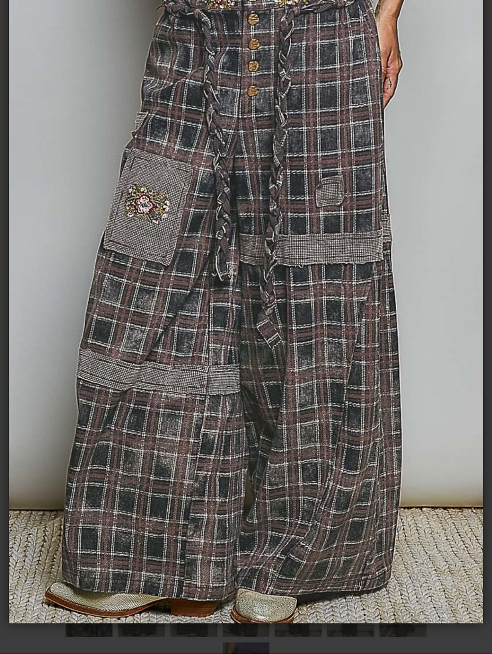 #2036 POL Bohemian Scholar Patchwork Wide-Leg Pants